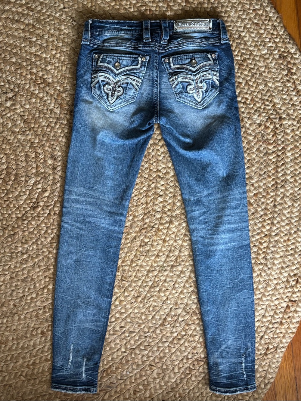 Rock Revival Distressed Blue Skinny Jeans Size 27 - Picture 10 of 14